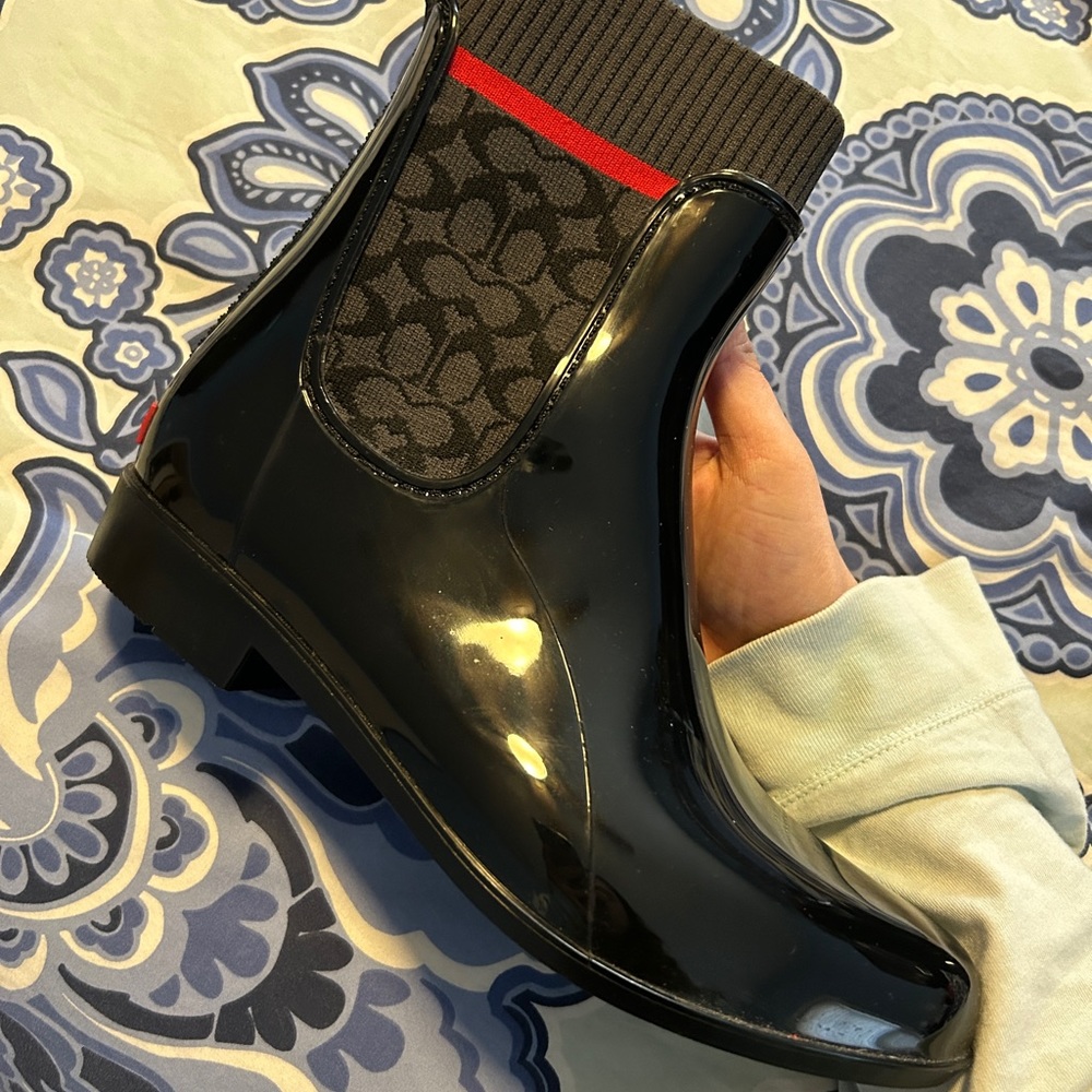 Coach Rain Boots Size 7 - Picture 2 of 9